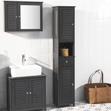 Freestanding Tall Bathroom Cabinet 170 x 32 x 30 cm (Black) - Front View