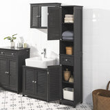 Freestanding Tall Bathroom Cabinet 170 x 32 x 30 cm (Black) - Side View