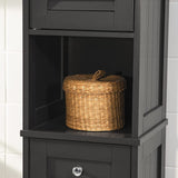Freestanding Tall Bathroom Cabinet 170 x 32 x 30 cm (Black) - Rear View