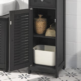 Freestanding Tall Bathroom Cabinet 170 x 32 x 30 cm (Black) - Low Angle