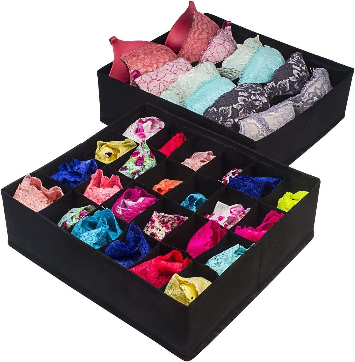 Premium Black Foldable Drawer Organizer Set - 4 Pack Storage Solutions