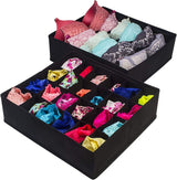 Premium Black Foldable Drawer Organizer Set - 4 Pack Storage Solutions - Side View