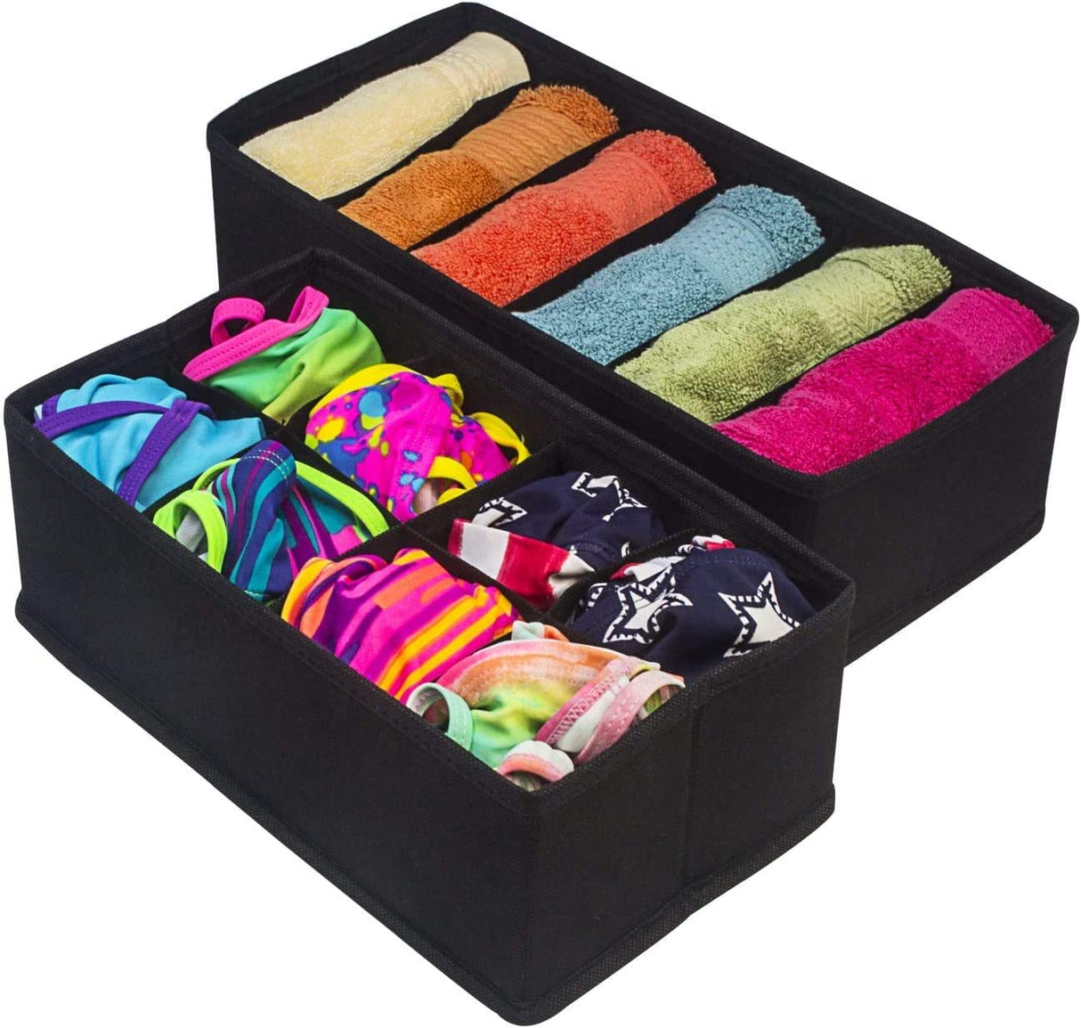 Premium Black Foldable Drawer Organizer Set - 4 Pack Storage Solutions