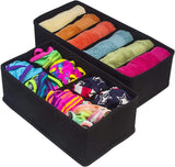 Premium Black Foldable Drawer Organizer Set - 4 Pack Storage Solutions - Top-Down View