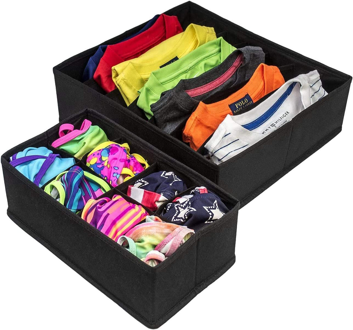 Premium Black Foldable Drawer Organizer Set - 4 Pack Storage Solutions