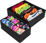 Premium Black Foldable Drawer Organizer Set - 4 Pack Storage Solutions - 45-Degree Angle