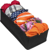 Premium Black Foldable Drawer Organizer Set - 4 Pack Storage Solutions - Rear View