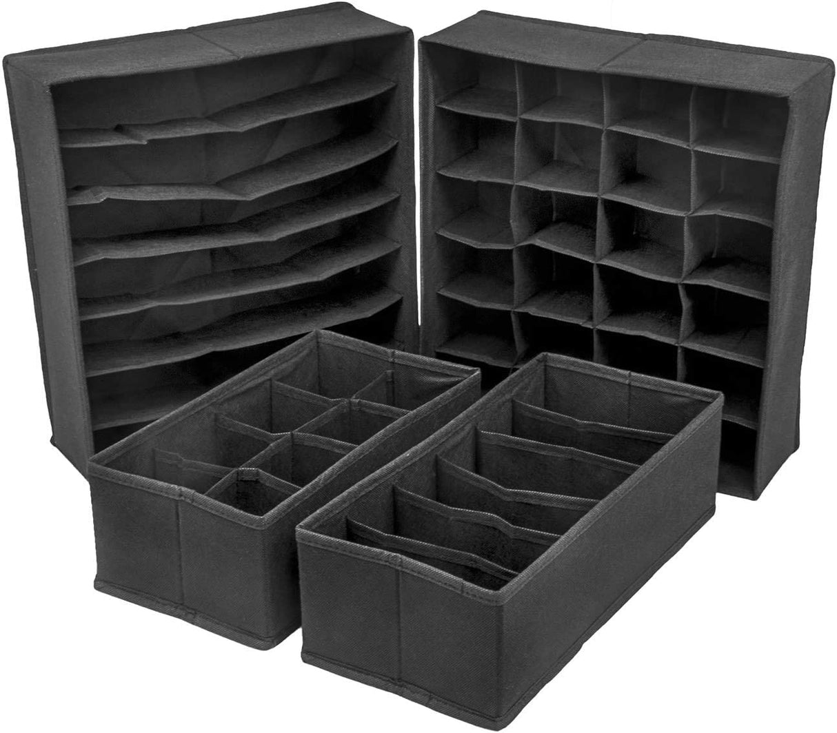 Premium Black Foldable Drawer Organizer Set - 4 Pack Storage Solutions