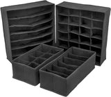 Premium Black Foldable Drawer Organizer Set - 4 Pack Storage Solutions - Close-Up Angle