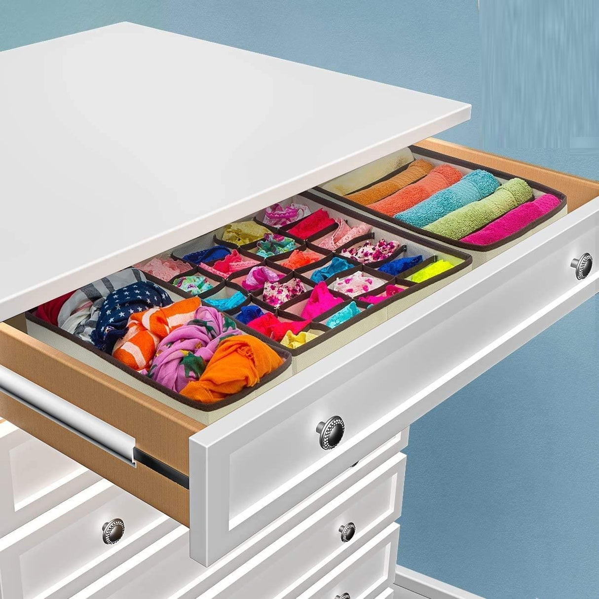 Premium Black Foldable Drawer Organizer Set - 4 Pack Storage Solutions