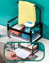 Adhesive Sink Caddy Sponge Holder Storage for Kitchen Accessories - Top-Down View