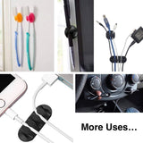 16 Pack Black Cord Organizer Cable Management for Home and Office - Top-Down View