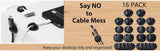 16 Pack Black Cord Organizer Cable Management for Home and Office - Close-Up Angle
