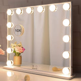 Hollywood Makeup Vanity Mirror with LED Lights and Detachable 10X Magnification Mirror (White, 62 x 51 cm) - Side View