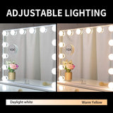 Hollywood Makeup Vanity Mirror with LED Lights and Detachable 10X Magnification Mirror (White, 62 x 51 cm) - Top-Down View