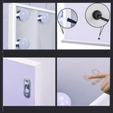 Hollywood Makeup Vanity Mirror with LED Lights and Detachable 10X Magnification Mirror (White, 62 x 51 cm) - Rear View