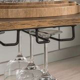 Industrial Vintage Style Wood Metal 3 Tiers Kitchen Serving Trolley with Wine Rack (Brown) - Low Angle