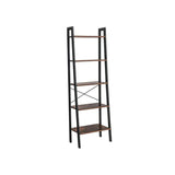 5 Tiers A-shaped Ladder Storage Shelf, Rustic, Brown - Front View