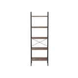 5 Tiers A-shaped Ladder Storage Shelf, Rustic, Brown - Side View