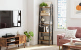 5 Tiers A-shaped Ladder Storage Shelf, Rustic, Brown - Top-Down View