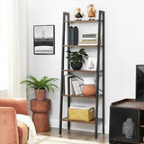 5 Tiers A-shaped Ladder Storage Shelf, Rustic, Brown - Close-Up Angle