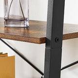 5 Tiers A-shaped Ladder Storage Shelf, Rustic, Brown - Low Angle