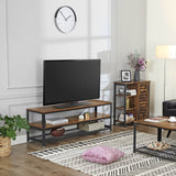 Industrial TV Cabinet Sturdy Wooden Entertainment Unit - Top-Down View