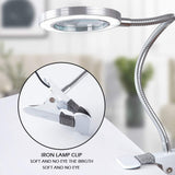 Lighting LED 8X Magnifying Lamp with Metal Clamp 360° Flexible Gooseneck and USB Plug Design for Tattoo, Manicure and Reading - Side View