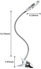 Lighting LED 8X Magnifying Lamp with Metal Clamp 360° Flexible Gooseneck and USB Plug Design for Tattoo, Manicure and Reading - 45-Degree Angle