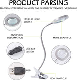 Lighting LED 8X Magnifying Lamp with Metal Clamp 360° Flexible Gooseneck and USB Plug Design for Tattoo, Manicure and Reading - Extra Image
