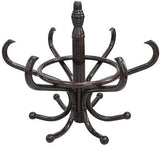 Walnut Wood Coat Rack with 12 Hooks and Umbrella Stand - Brown Rotating Hat Hanger - Front View