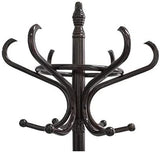 Walnut Wood Coat Rack with 12 Hooks and Umbrella Stand - Brown Rotating Hat Hanger