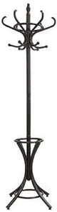 Walnut Wood Coat Rack with 12 Hooks and Umbrella Stand - Brown Rotating Hat Hanger