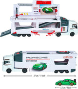 MAN TGX Porsche Experience Truck and 2 Cars 911 GT3 Taycan Playset - Front View