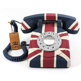 GPO 746 Retro Rotary Push Button Desk Home Phone Union Jack UK - Front View
