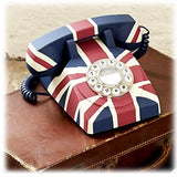 GPO 746 Retro Rotary Push Button Desk Home Phone Union Jack UK - Side View