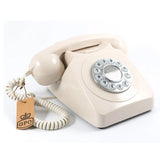 GPO 746 Retro Rotary Push Button Desk Phone Ivory Home Office - Front View