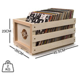 Twin Pack Crosley Vinyl LP Record Storage Crate Natural Wood - Front View