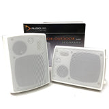 New Audioline Indoor Outdoor Speaker Pair 3-Way 4 Bookshelf Wall / Ceiling Mount