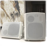 New Audioline Indoor Outdoor Speaker Pair 3-Way 4 Bookshelf Wall / Ceiling Mount