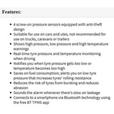 Gator DIY BT Wireless Car Tyre Pressure Monitor Monitoring System App Control TPM iOS - Top-Down View