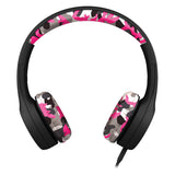 LilGadgets Connect + Childrens Kids Wired Headphones Pink Camo - Side View