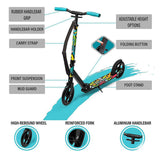 Lascoota Pulse Kick Push Commuter Scooter Teen Adult Graphic Black - Top-Down View