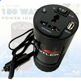 Compact 150W Car Caravan Power Inverter 12v 240v AC DC Sine Wave Can Cup Holder Size - Top-Down View