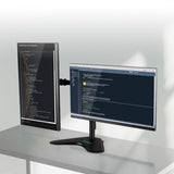 activiva Dual-Screen Articulating Monitor Arm with Free-Standing Desktop Base - Rear View