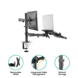 activiva Dual-Screen Articulating Monitor Arm with Interchangeable Laptop Holder - Top-Down View