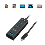 mbeat 4-Port USB-C Hub with USB-C DC Port - 45-Degree Angle