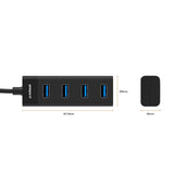 mbeat 4-Port USB-C Hub with USB-C DC Port - Rear View