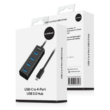 mbeat 4-Port USB-C Hub with USB-C DC Port - Close-Up Angle
