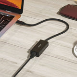 mbeat USB-C Gigabit LAN Ethernet Adapter - Black - 45-Degree Angle